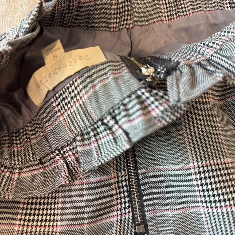 Dance & Marvel Gray Plaid Mini Skirt with Floral Embroidery - Picture 4 of 6